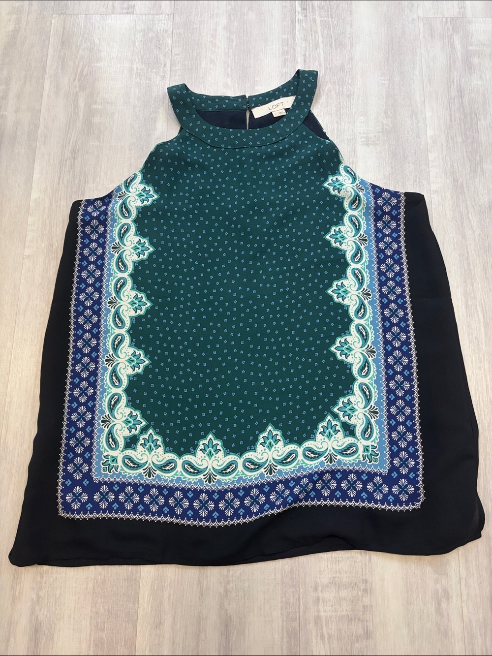 LOFT Teal and Navy Printed Halter Camisole